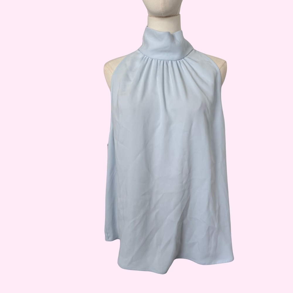 Aritzia Balaton Vitae Mock-Neck Sleeveless Blouse Baby Blue Size Large
